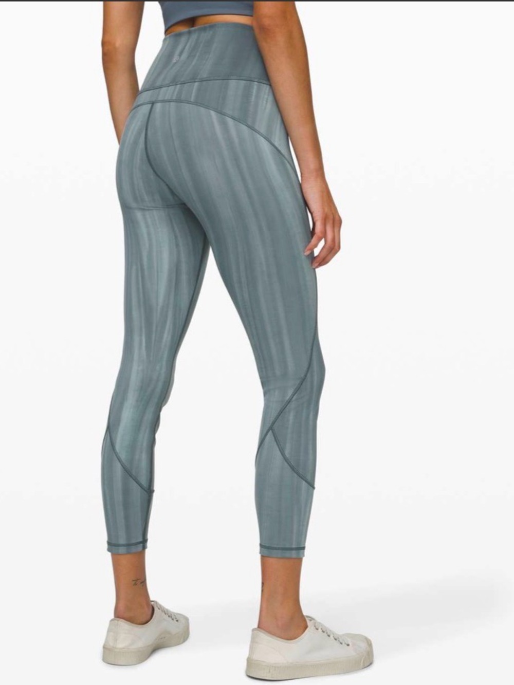 Lululemon In Movement Tight 25" *Everlux  in Linear Spray Dye White Deep Ocean